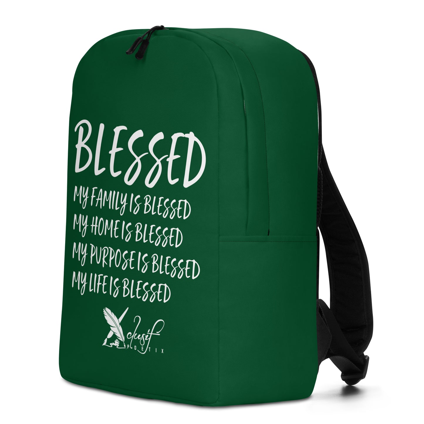 BLESSED BY XCLUSIF POETIX FOREST GREEN & WHITE Minimalist Backpack