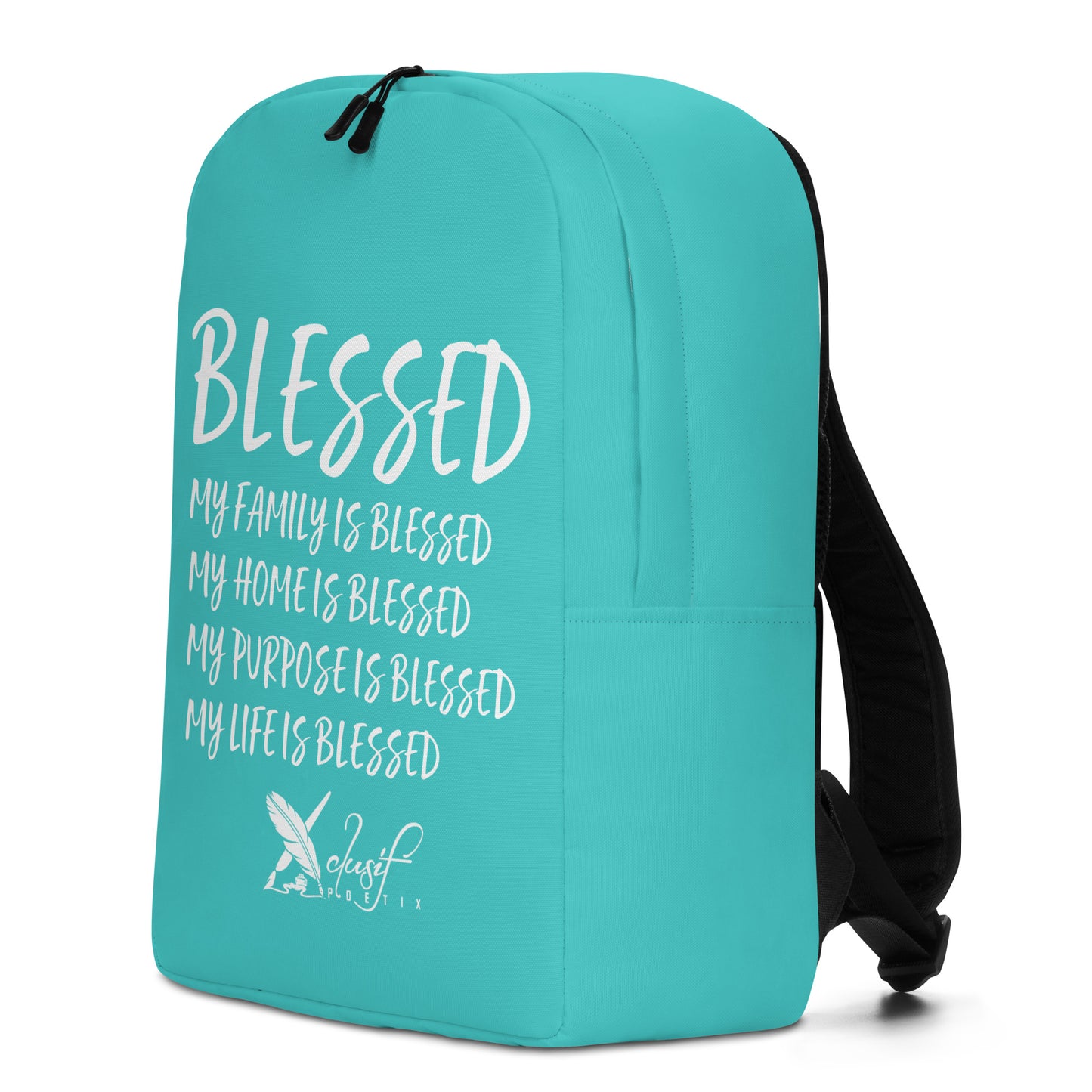 BLESSED BY XCLUSIF POETIX TURQUOISE & WHITE Minimalist Backpack