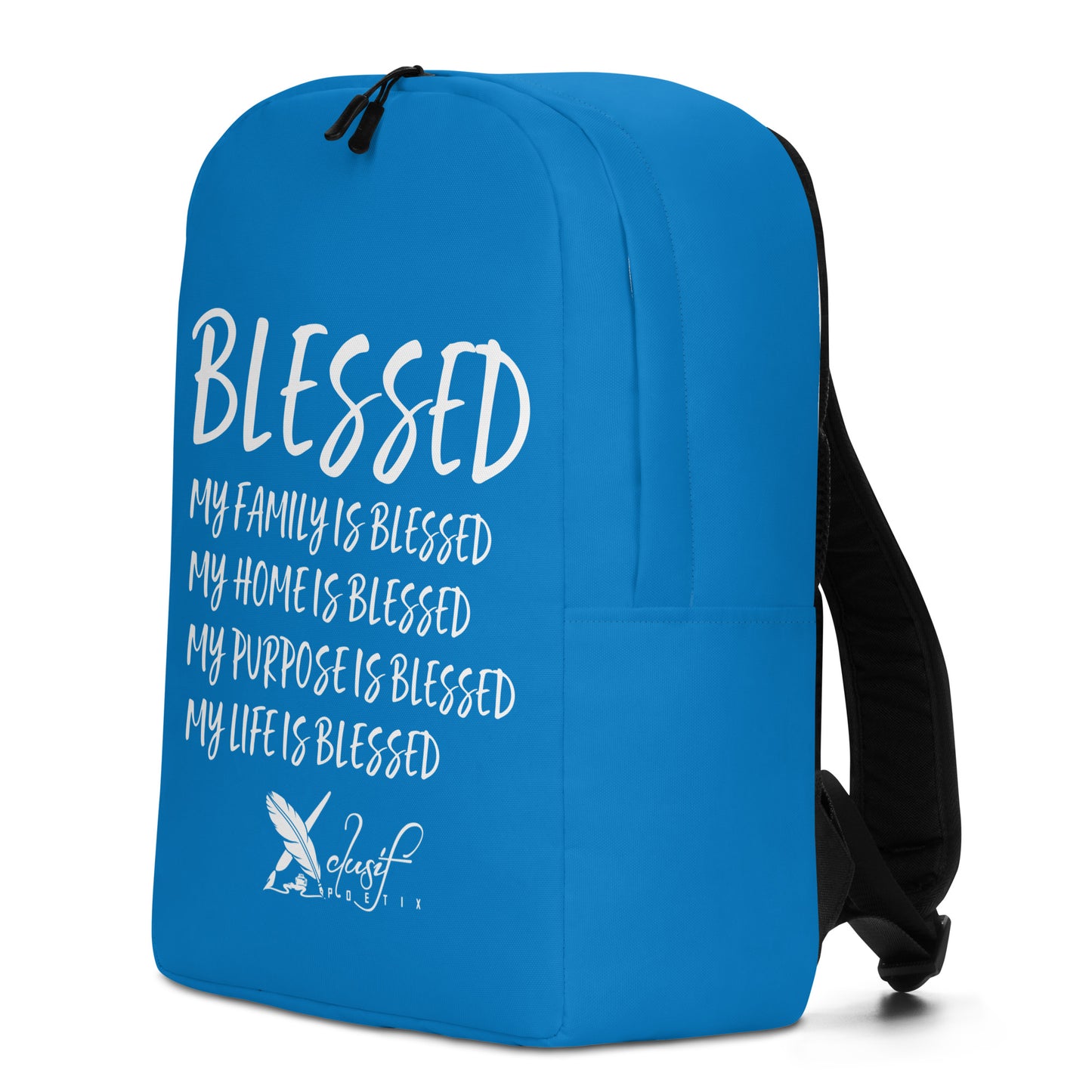 BLESSED BY XCLUSIF POETIX BLUE & WHITE Minimalist Backpack