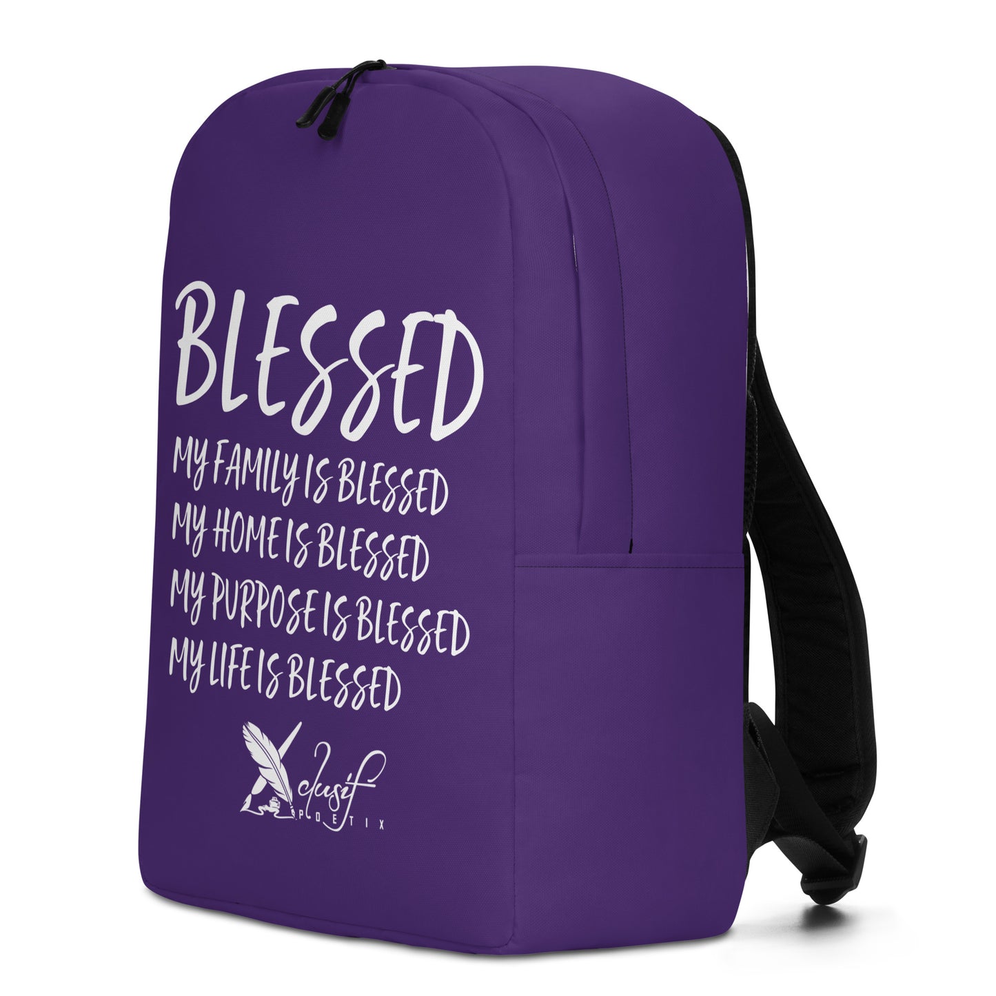 BLESSED BY XCLUSIF POETIX PURPLE & WHITE Minimalist Backpack