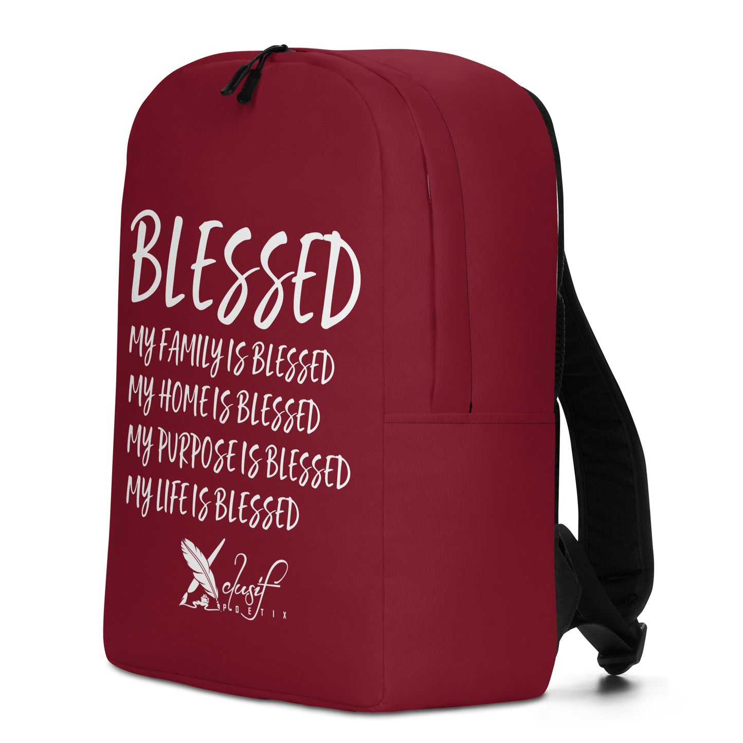 BLESSED BY XCLUSIF POETIX BURGUNDY & WHITE Minimalist Backpack