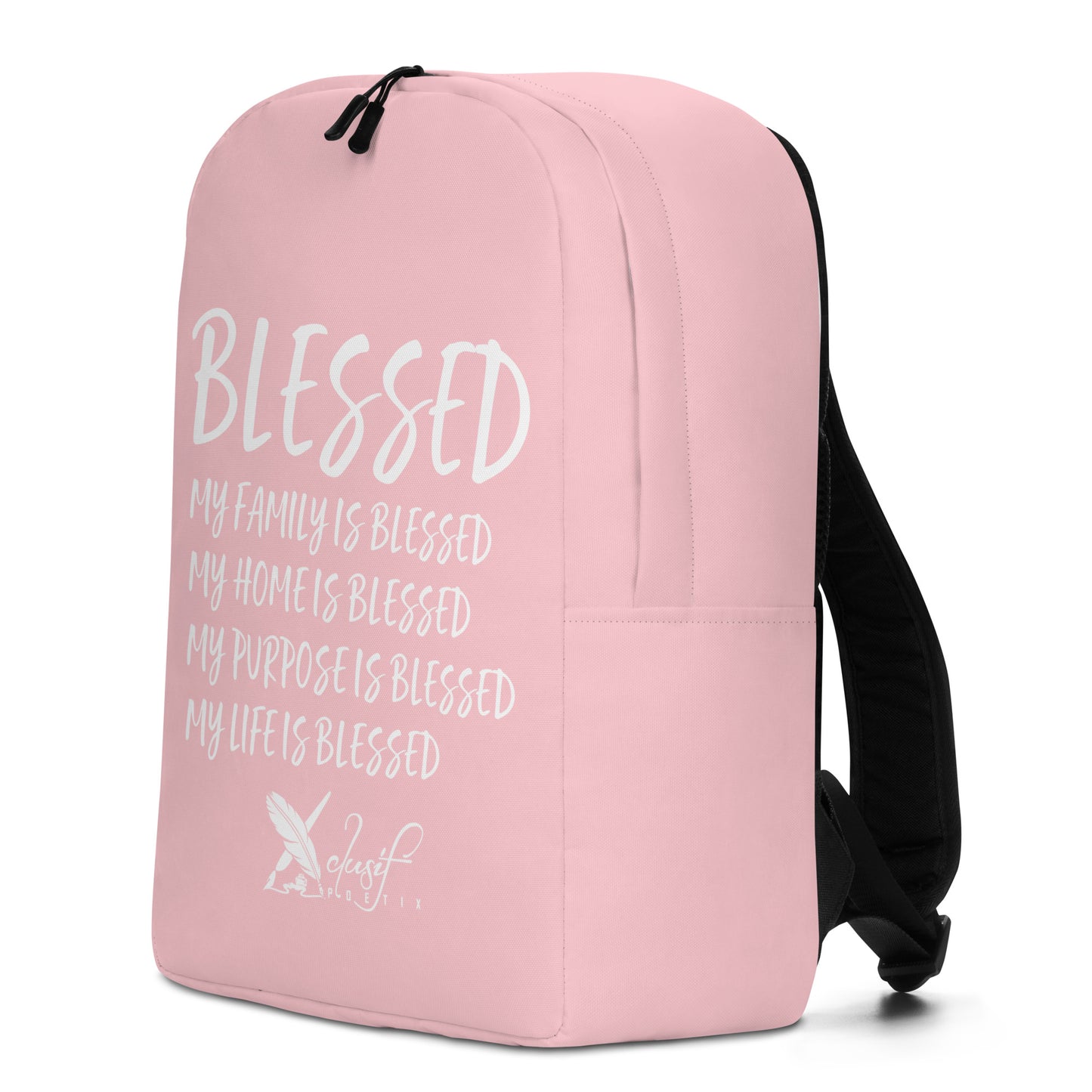 BLESSED BY XCLUSIF POETIX PINK & WHITE Minimalist Backpack