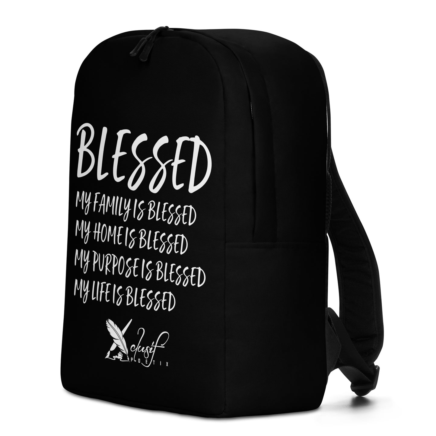 BLESSED BY XCLUSIF POETIX BLACK & WHITE Minimalist Backpack