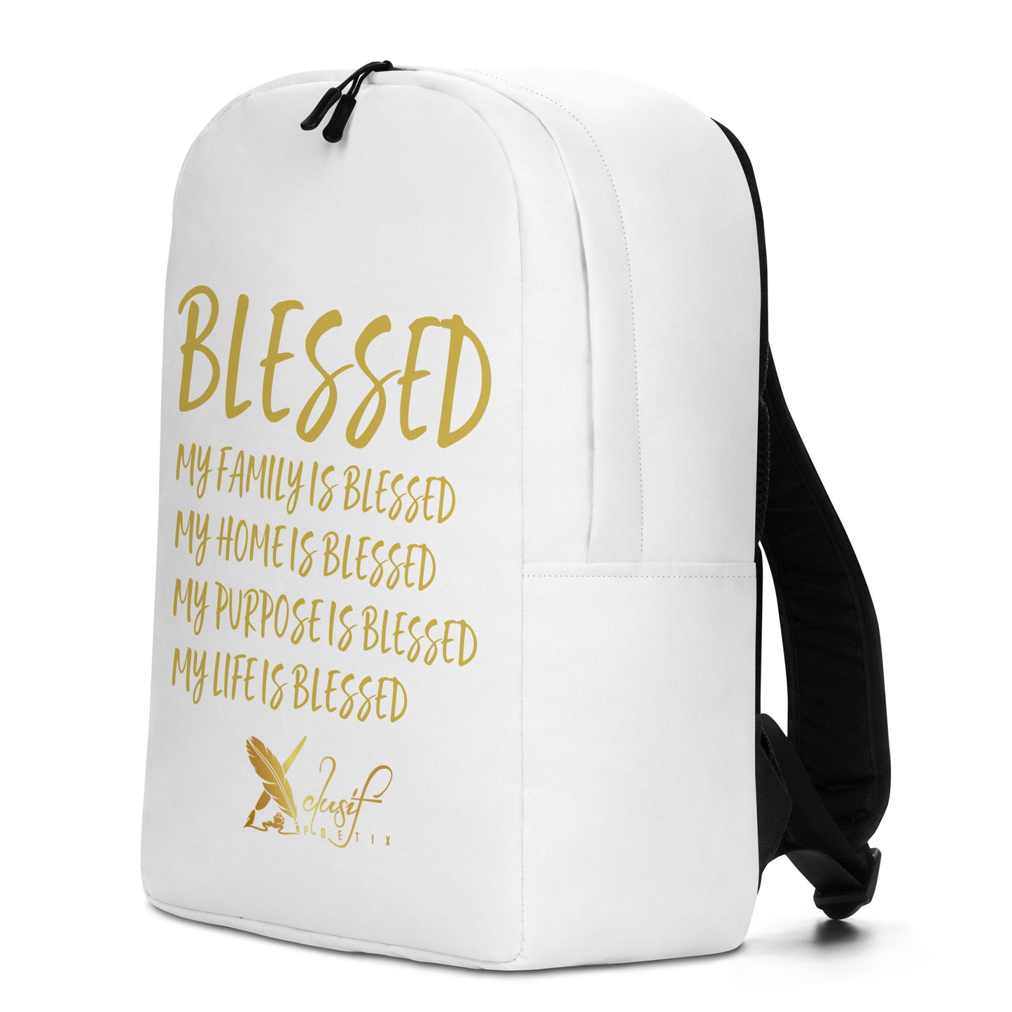 BLESSED BY XCLUSIF POETIX WHITE & GOLD Minimalist Backpack