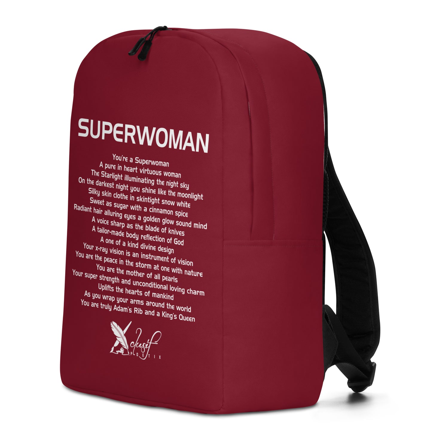 SUPERWOMAN BY XCLUSIF POETIX BURGUNDY & WHITE Minimalist Backpack