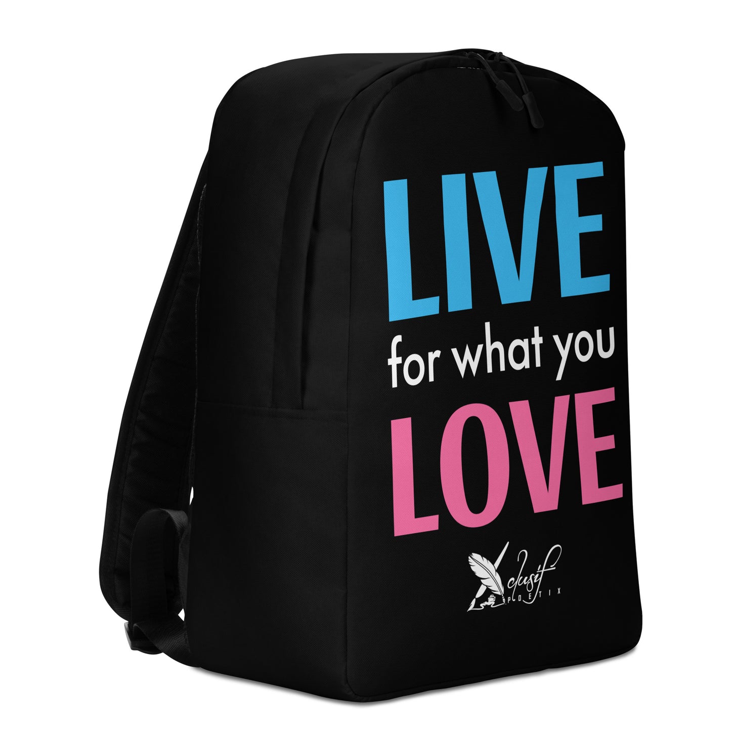 "LIVE FOR WHAT YOU LOVE" BY XCLUSIF POETIX BLACK Minimalist Backpack