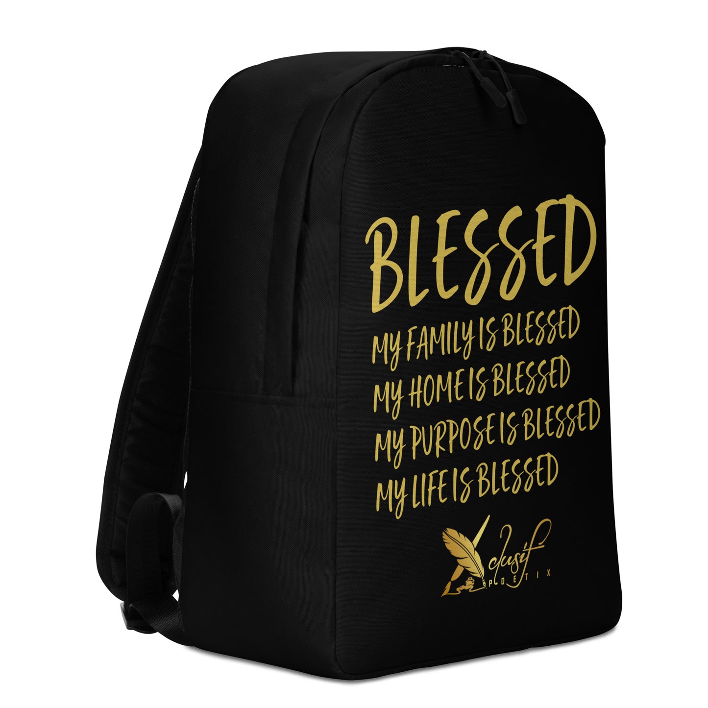 BLESSED BY XCLUSIF POETIX BLACK & GOLD Minimalist Backpack