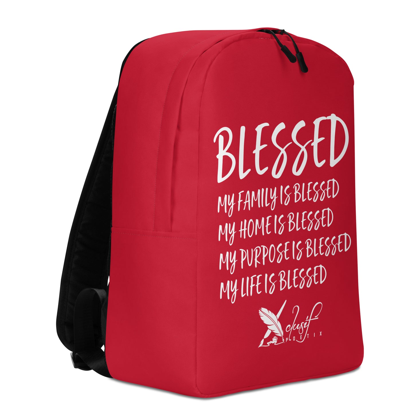 BLESSED BY XCLUSIF POETIX RED & WHITE Minimalist Backpack