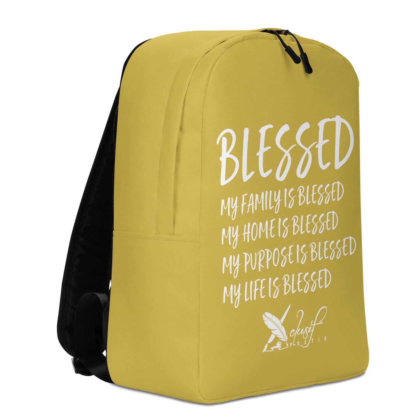 BLESSED BY XCLUSIF POETIX GOLD & WHITE Minimalist Backpack