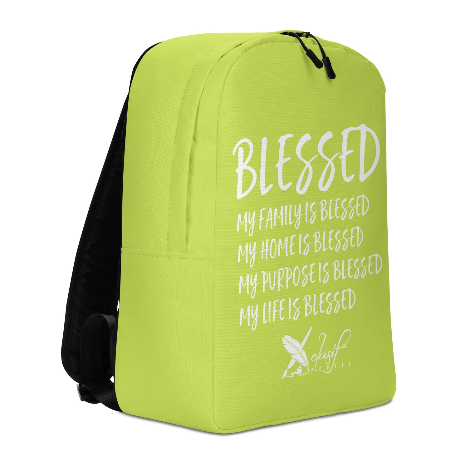 BLESSED BY XCLUSIF POETIX LIGHT GREEN & WHITE Minimalist Backpack