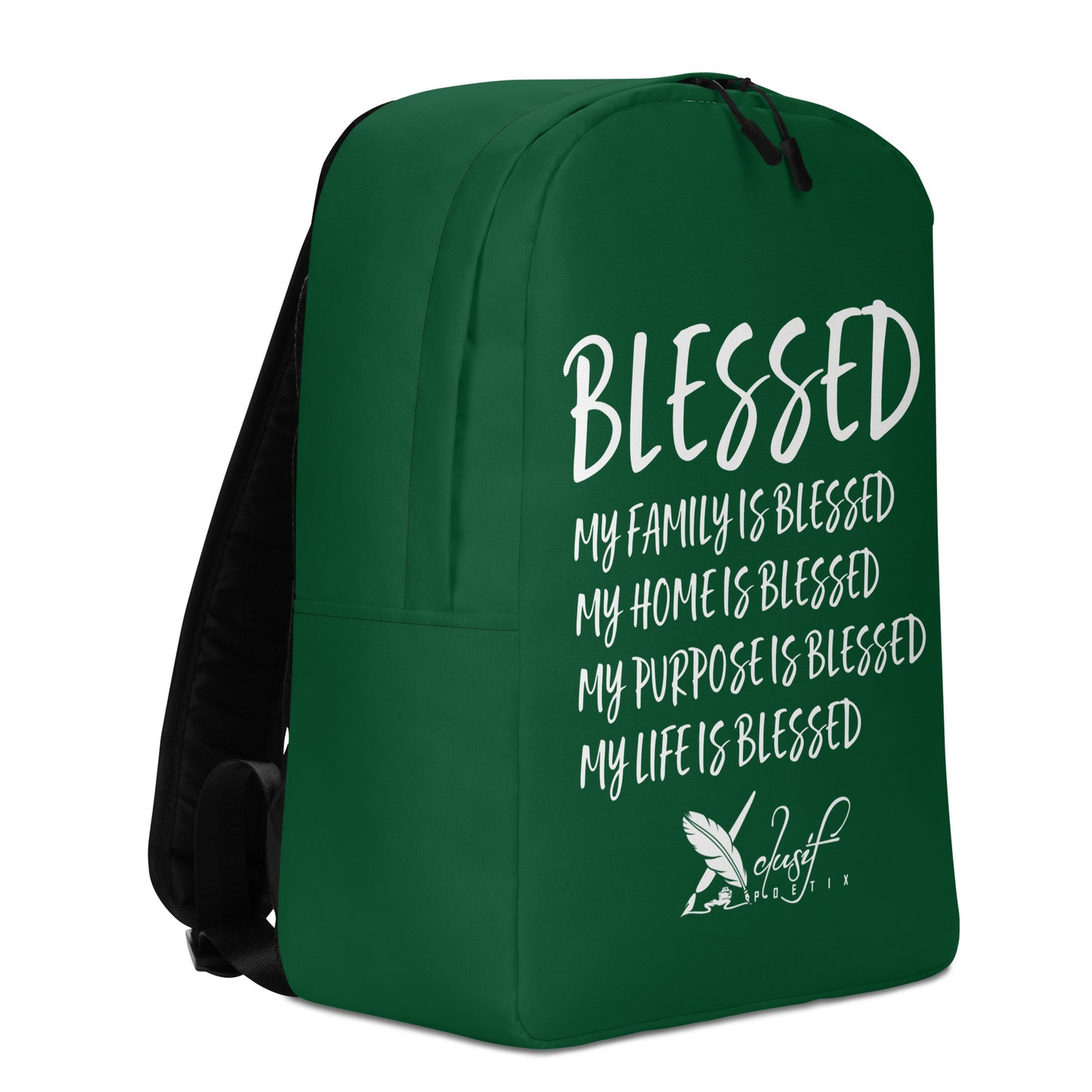 BLESSED BY XCLUSIF POETIX FOREST GREEN & WHITE Minimalist Backpack