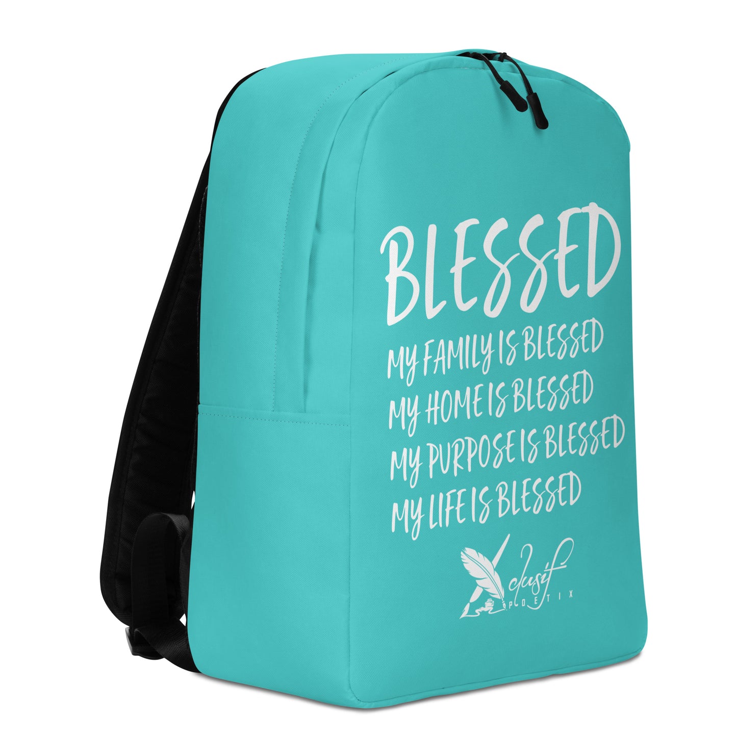 BLESSED BY XCLUSIF POETIX TURQUOISE & WHITE Minimalist Backpack