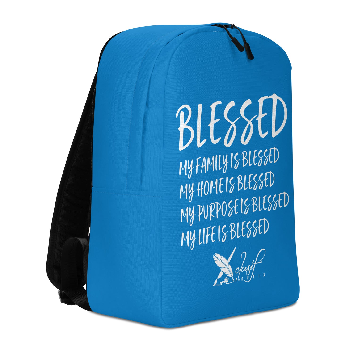 BLESSED BY XCLUSIF POETIX BLUE & WHITE Minimalist Backpack