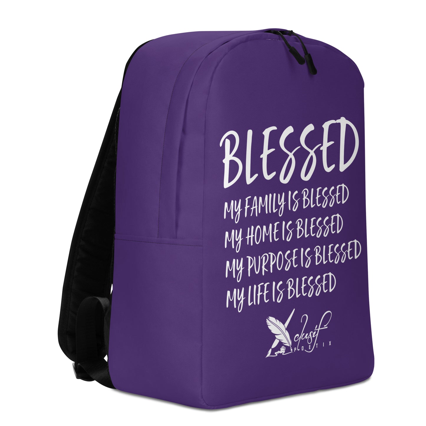 BLESSED BY XCLUSIF POETIX PURPLE & WHITE Minimalist Backpack