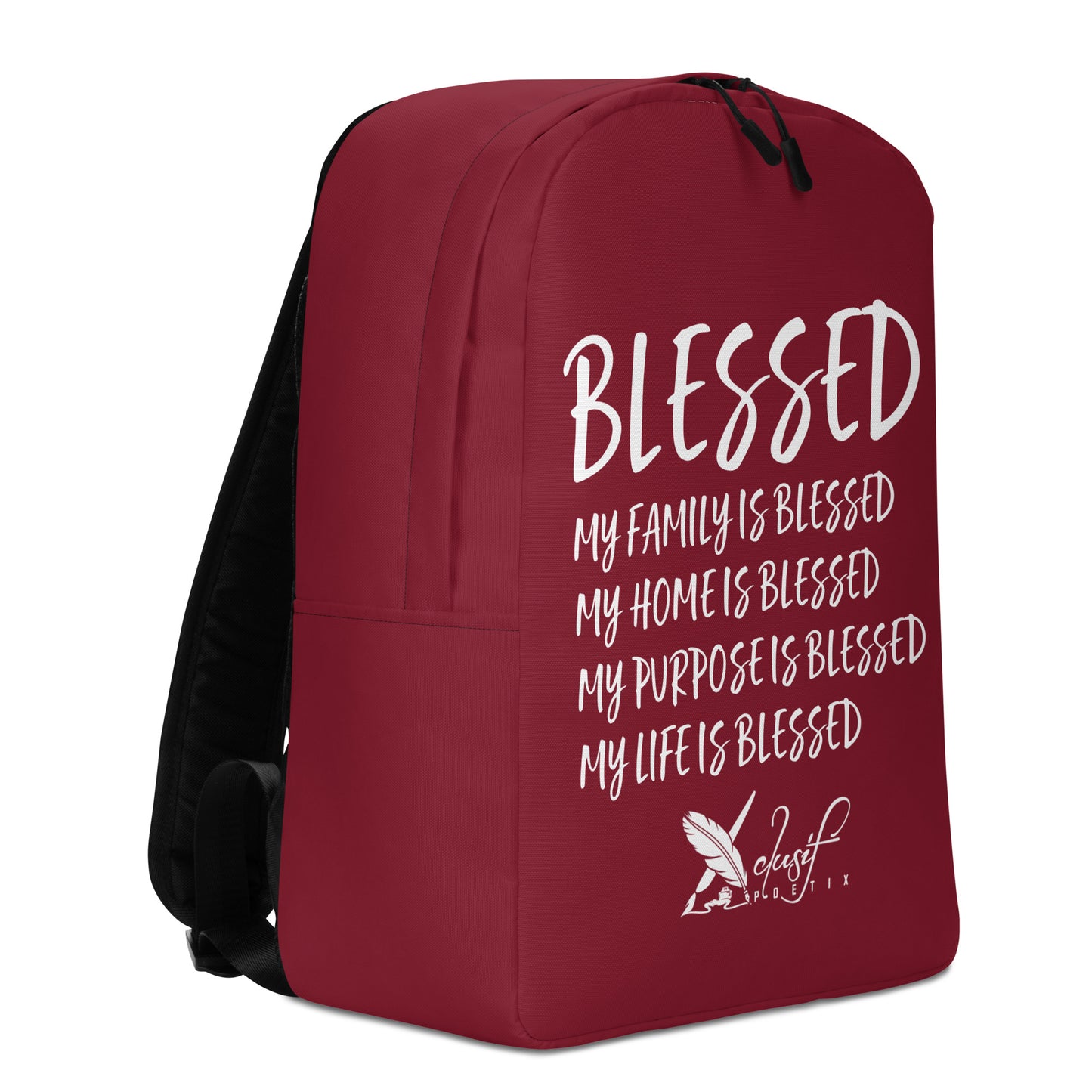 BLESSED BY XCLUSIF POETIX BURGUNDY & WHITE Minimalist Backpack