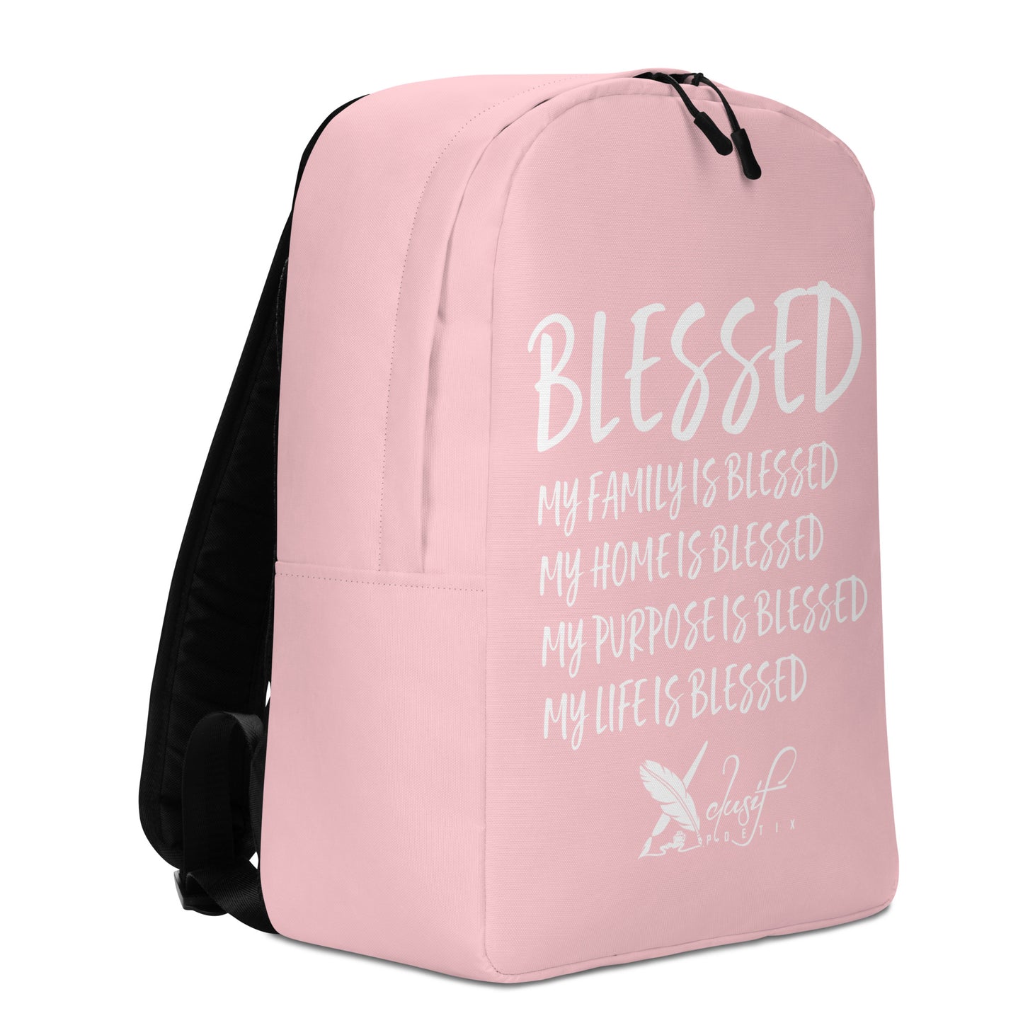 BLESSED BY XCLUSIF POETIX PINK & WHITE Minimalist Backpack