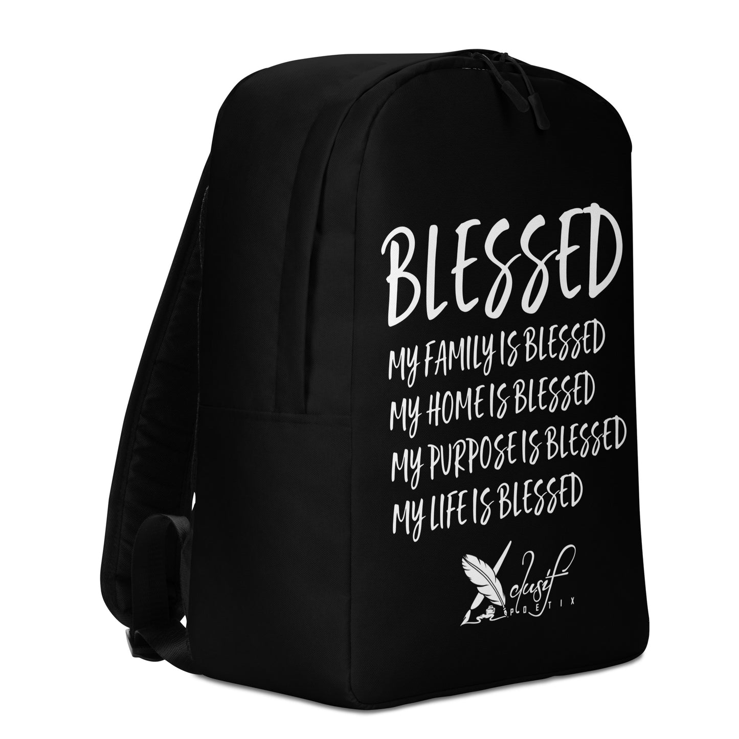 BLESSED BY XCLUSIF POETIX BLACK & WHITE Minimalist Backpack