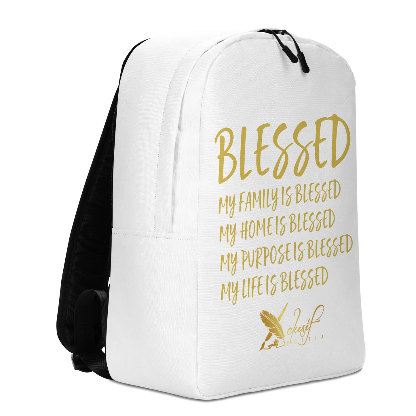 BLESSED BY XCLUSIF POETIX WHITE & GOLD Minimalist Backpack