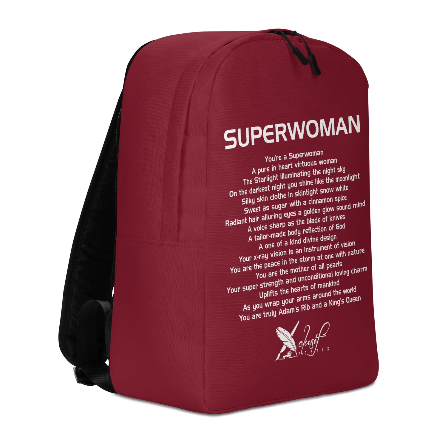 SUPERWOMAN BY XCLUSIF POETIX BURGUNDY & WHITE Minimalist Backpack