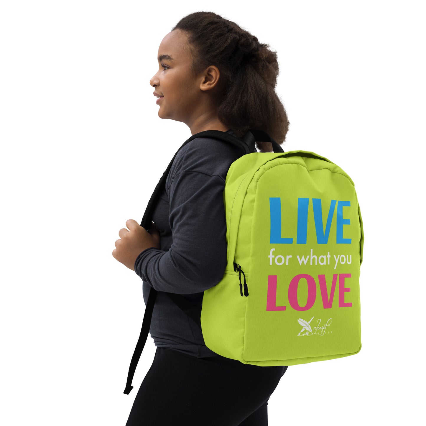 "LIVE FOR WHAT YOU LOVE" BY XCLUSIF POETIX LIGHT GREEN Minimalist Backpack