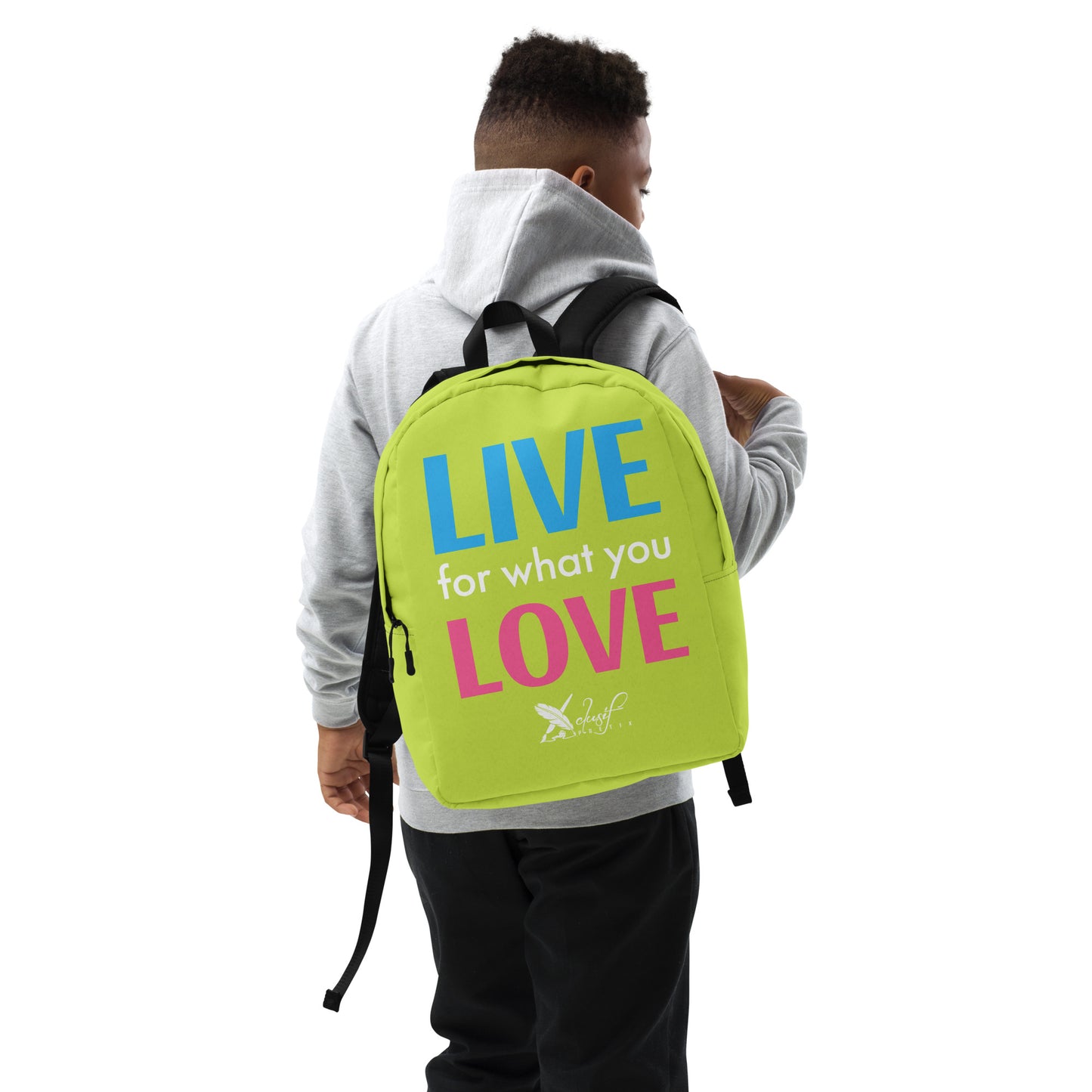 "LIVE FOR WHAT YOU LOVE" BY XCLUSIF POETIX LIGHT GREEN Minimalist Backpack