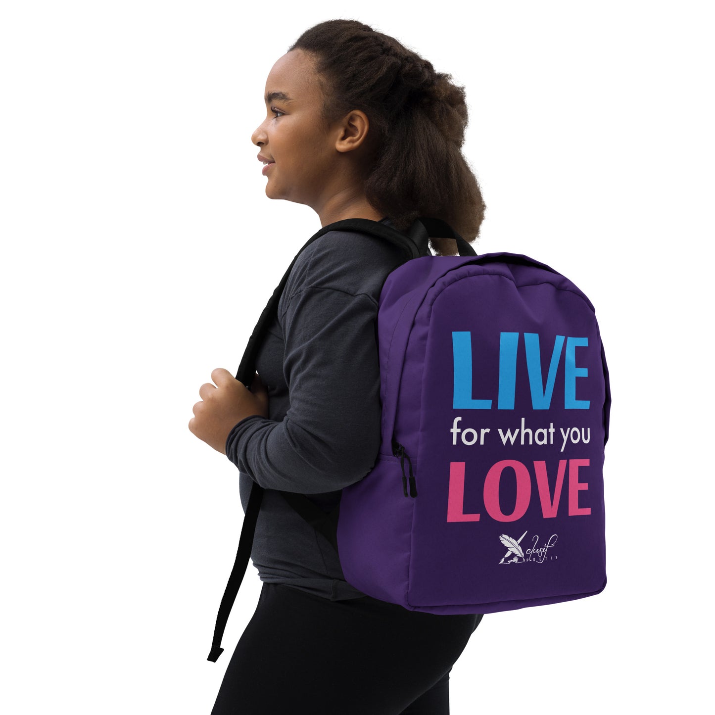 "LIVE FOR WHAT YOU LOVE" BY XCLUSIF POETIX PURPLE Minimalist Backpack