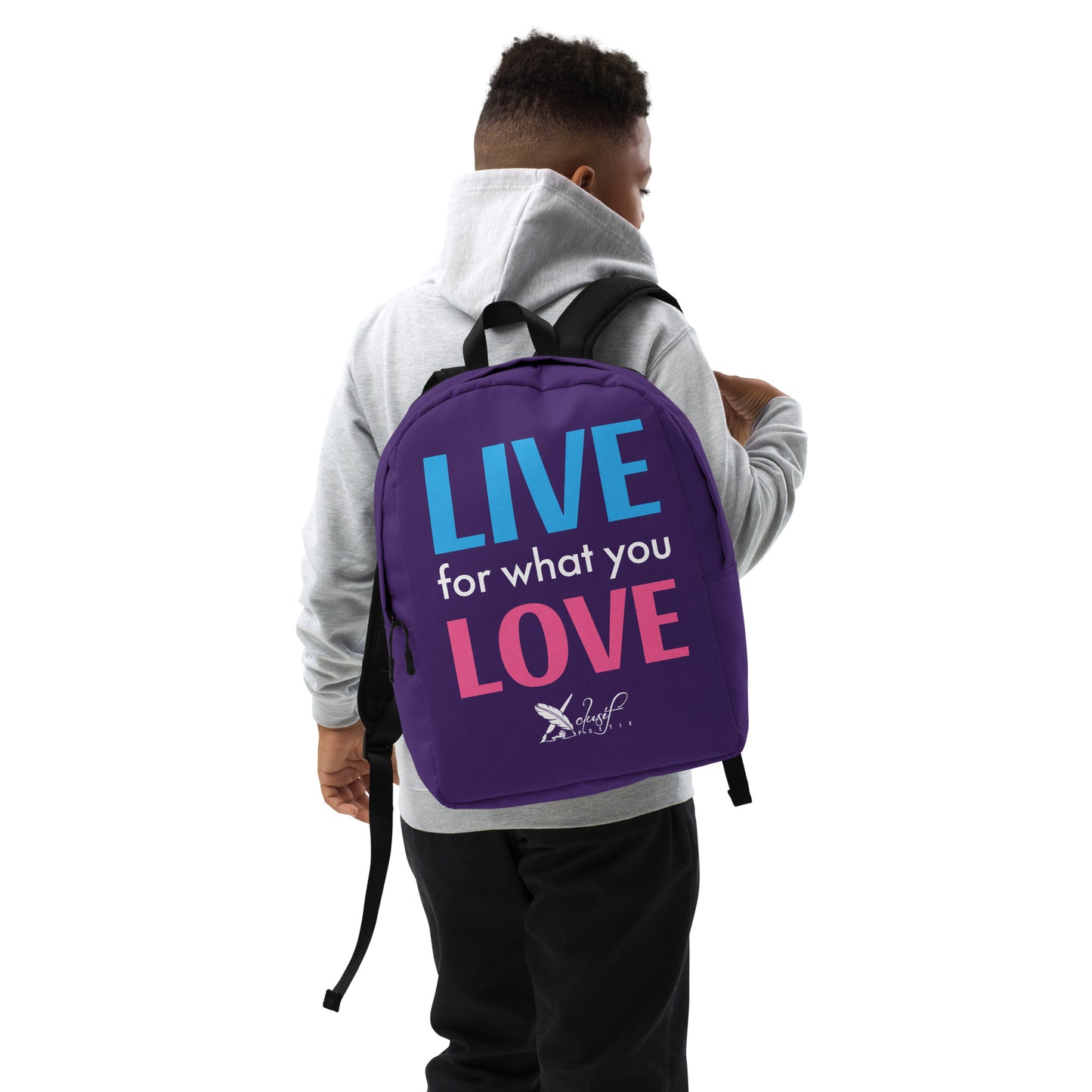 "LIVE FOR WHAT YOU LOVE" BY XCLUSIF POETIX PURPLE Minimalist Backpack