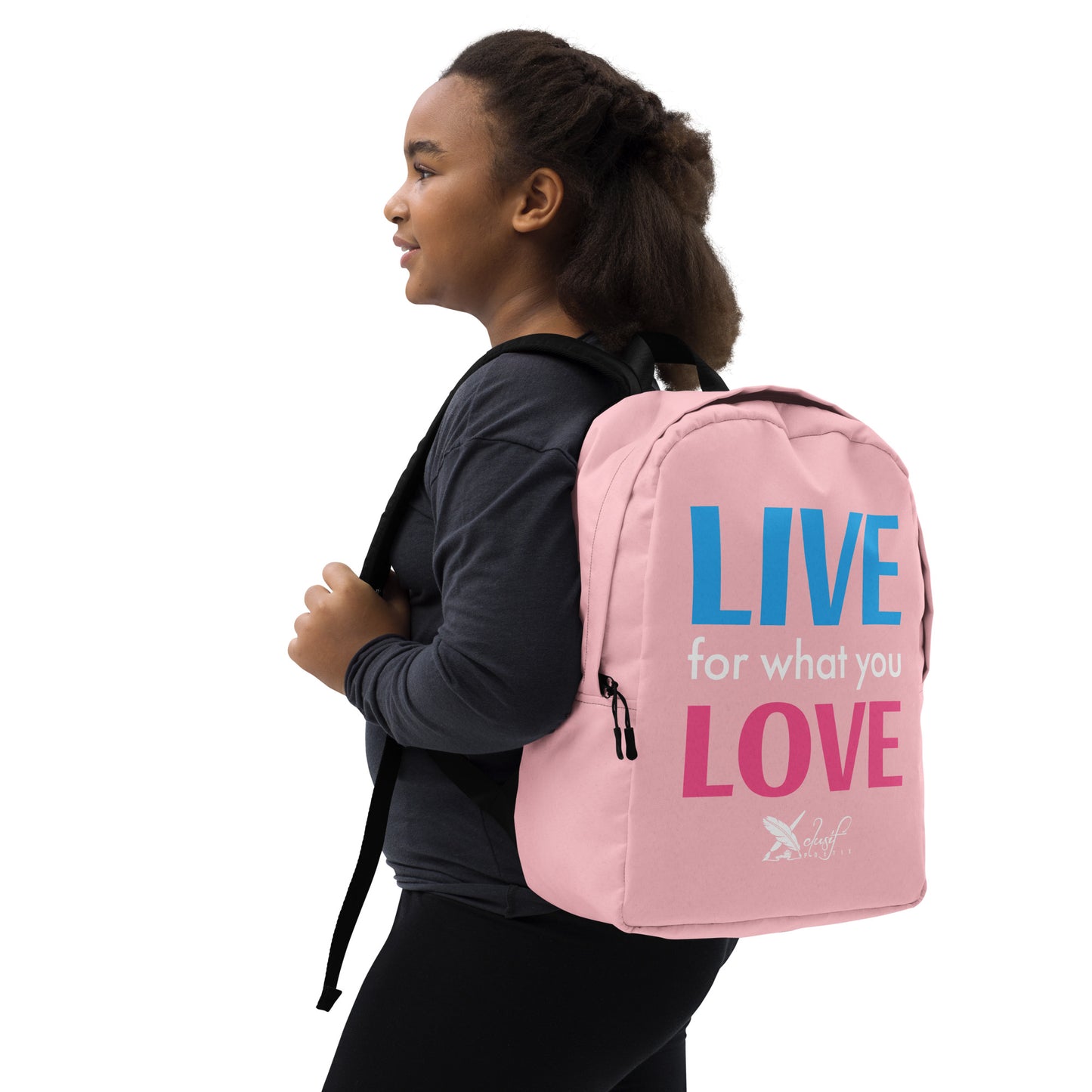 "LIVE FOR WHAT YOU LOVE" BY XCLUSIF POETIX PINK Minimalist Backpack