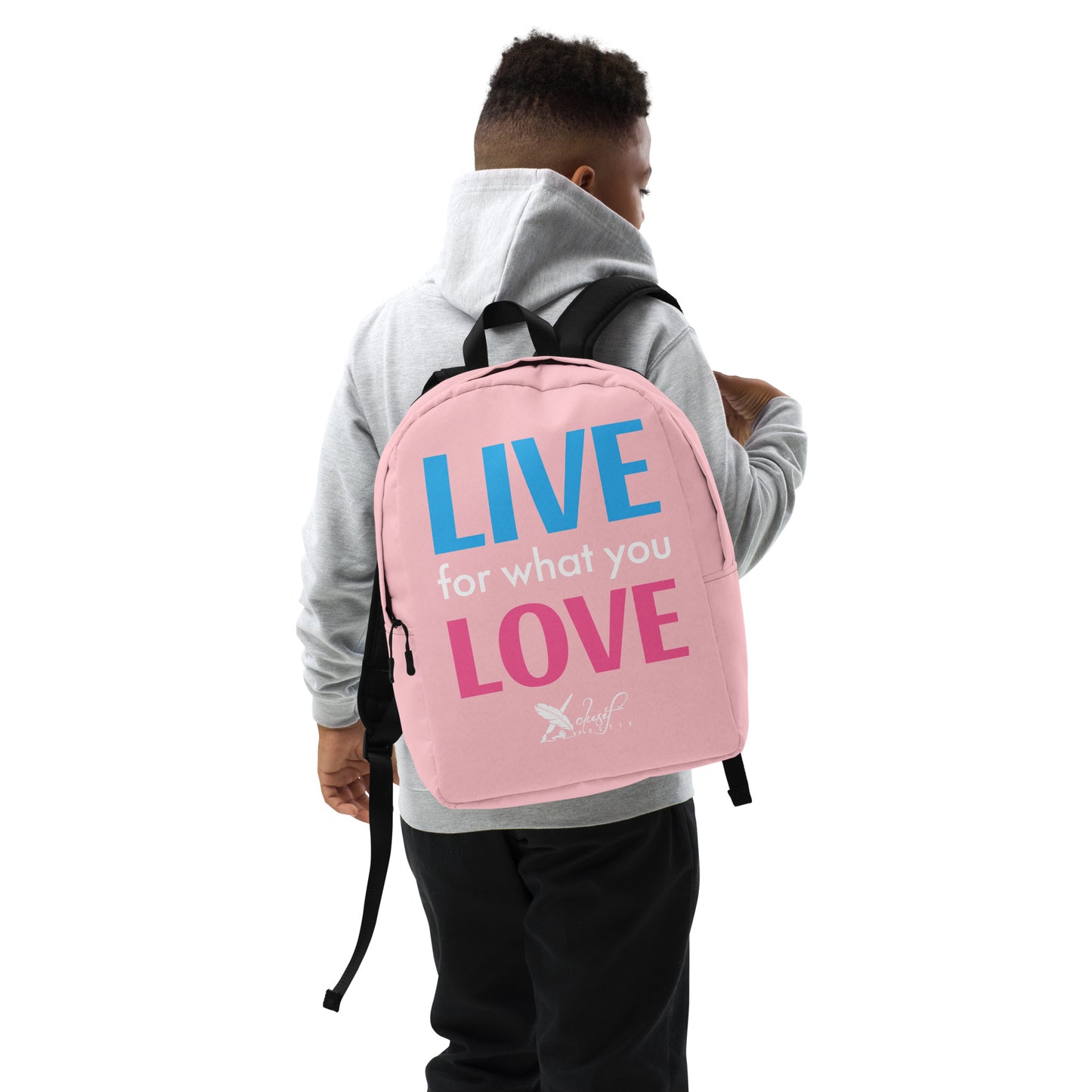 "LIVE FOR WHAT YOU LOVE" BY XCLUSIF POETIX PINK Minimalist Backpack