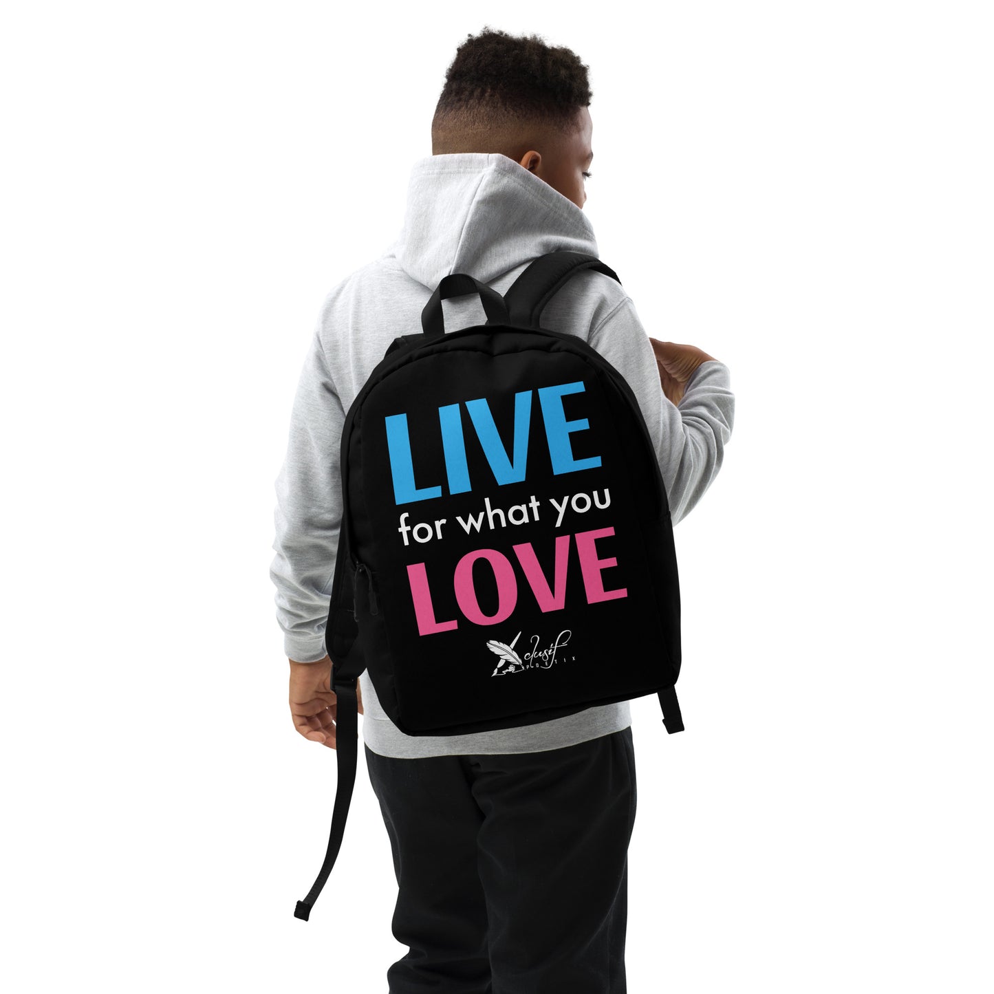 "LIVE FOR WHAT YOU LOVE" BY XCLUSIF POETIX BLACK Minimalist Backpack