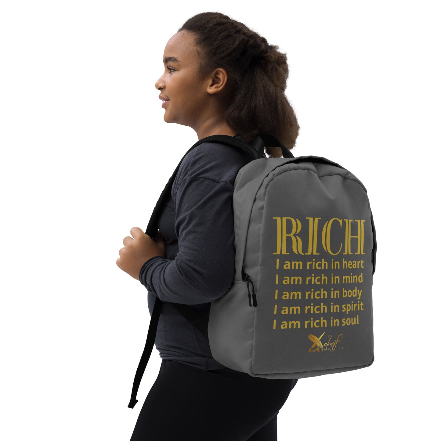 RICH BY XCLUSIF POETIX GREY & GOLD Minimalist Backpack