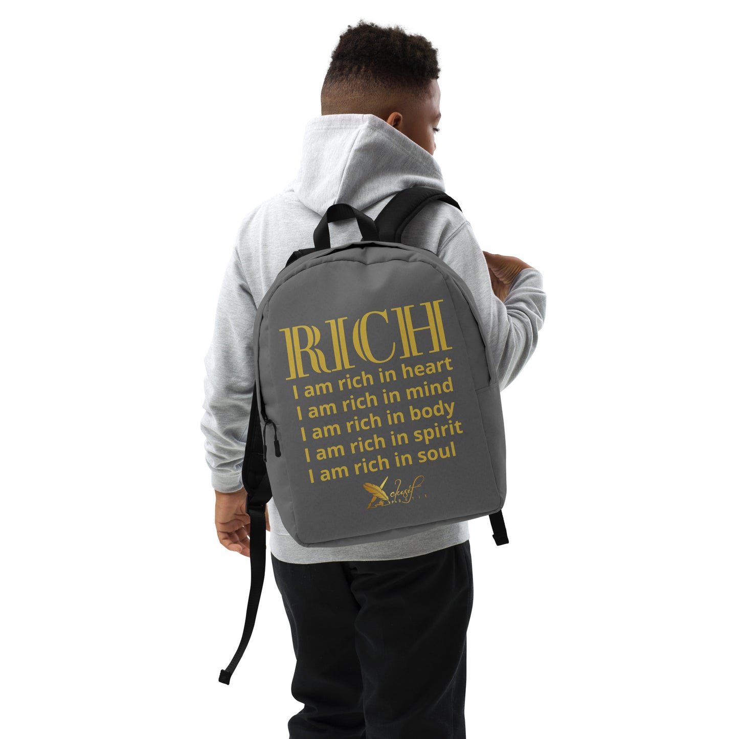 RICH BY XCLUSIF POETIX GREY & GOLD Minimalist Backpack