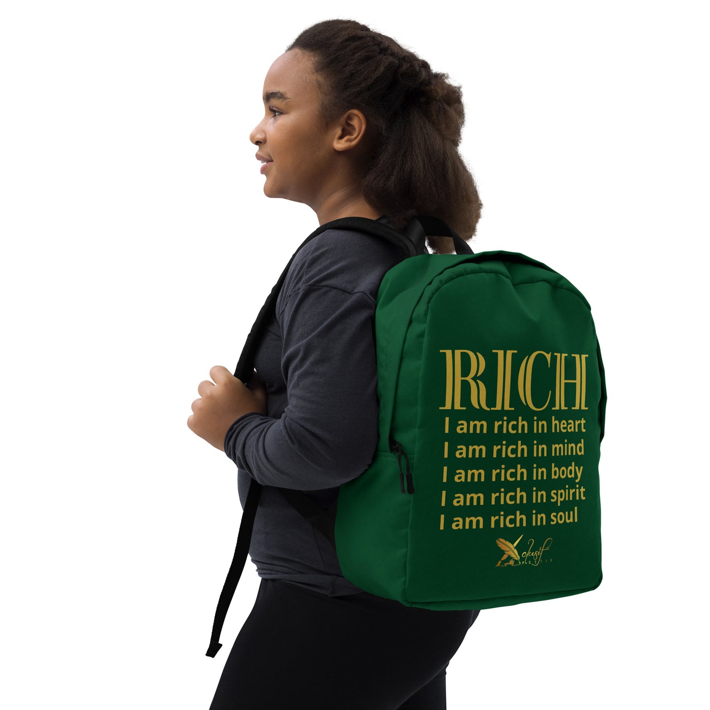 RICH BY XCLUSIF POETIX FOREST GREEN & GOLD Minimalist Backpack