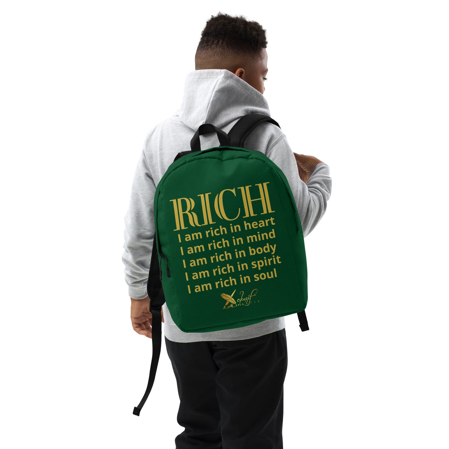 RICH BY XCLUSIF POETIX FOREST GREEN & GOLD Minimalist Backpack