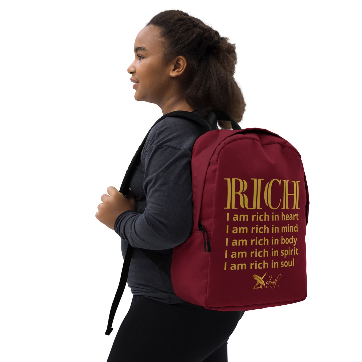 RICH BY XCLUSIF POETIX BURGUNDY & GOLD Minimalist Backpack