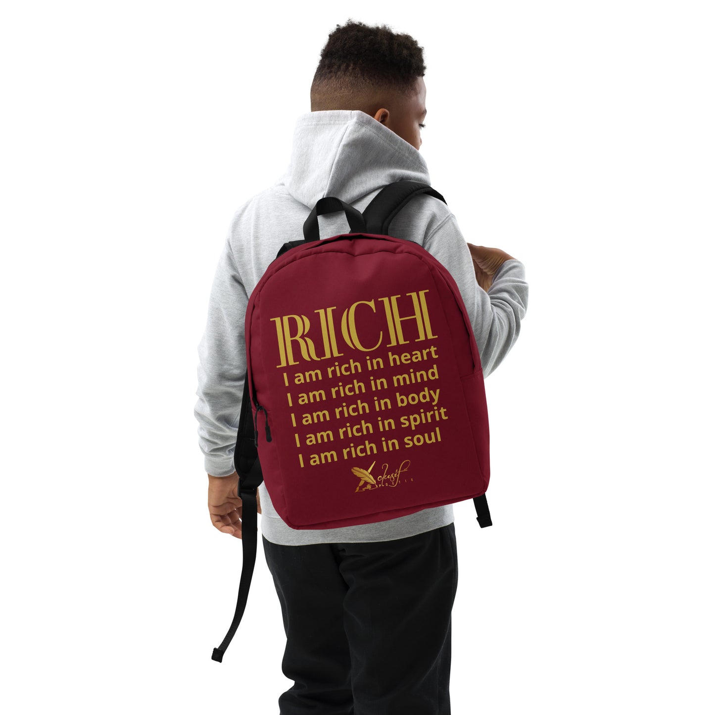 RICH BY XCLUSIF POETIX BURGUNDY & GOLD Minimalist Backpack