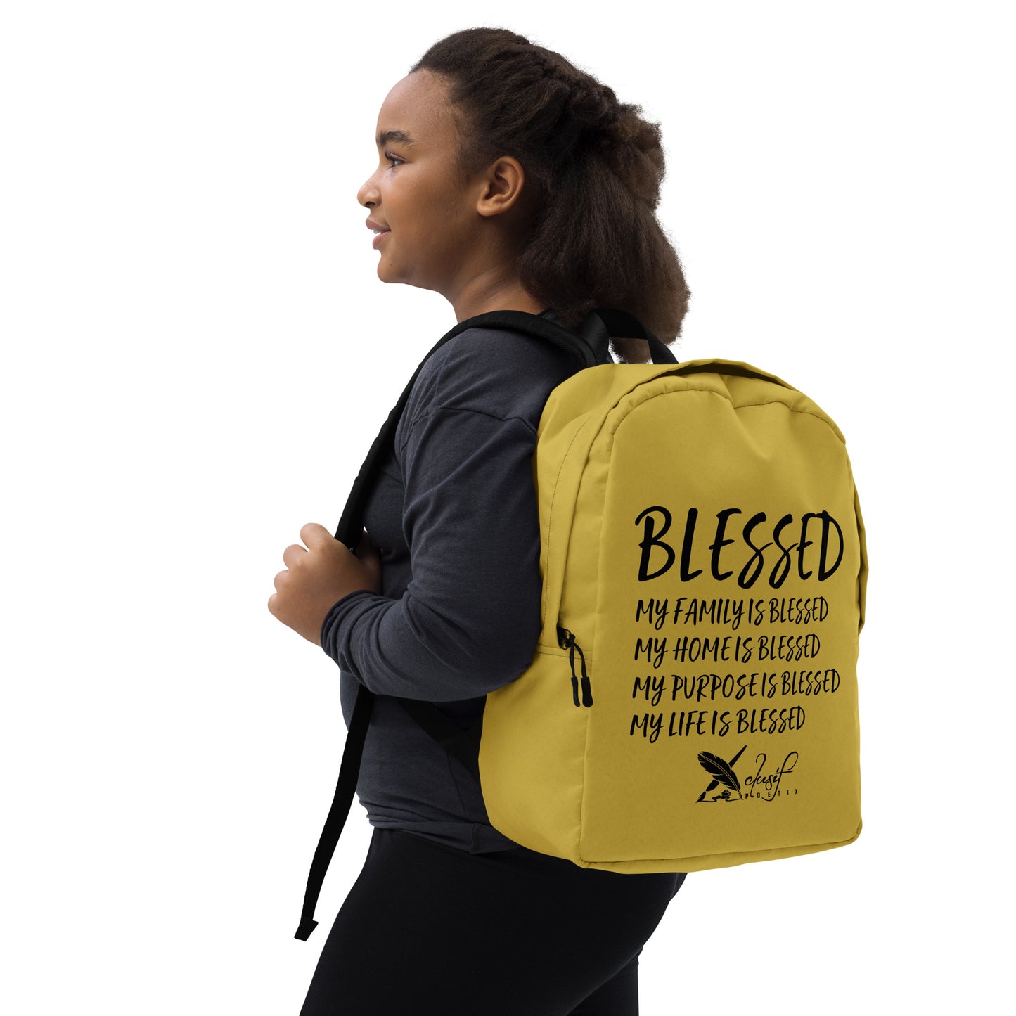 BLESSED BY XCLUSIF POETIX GOLD & BLACK Minimalist Backpack