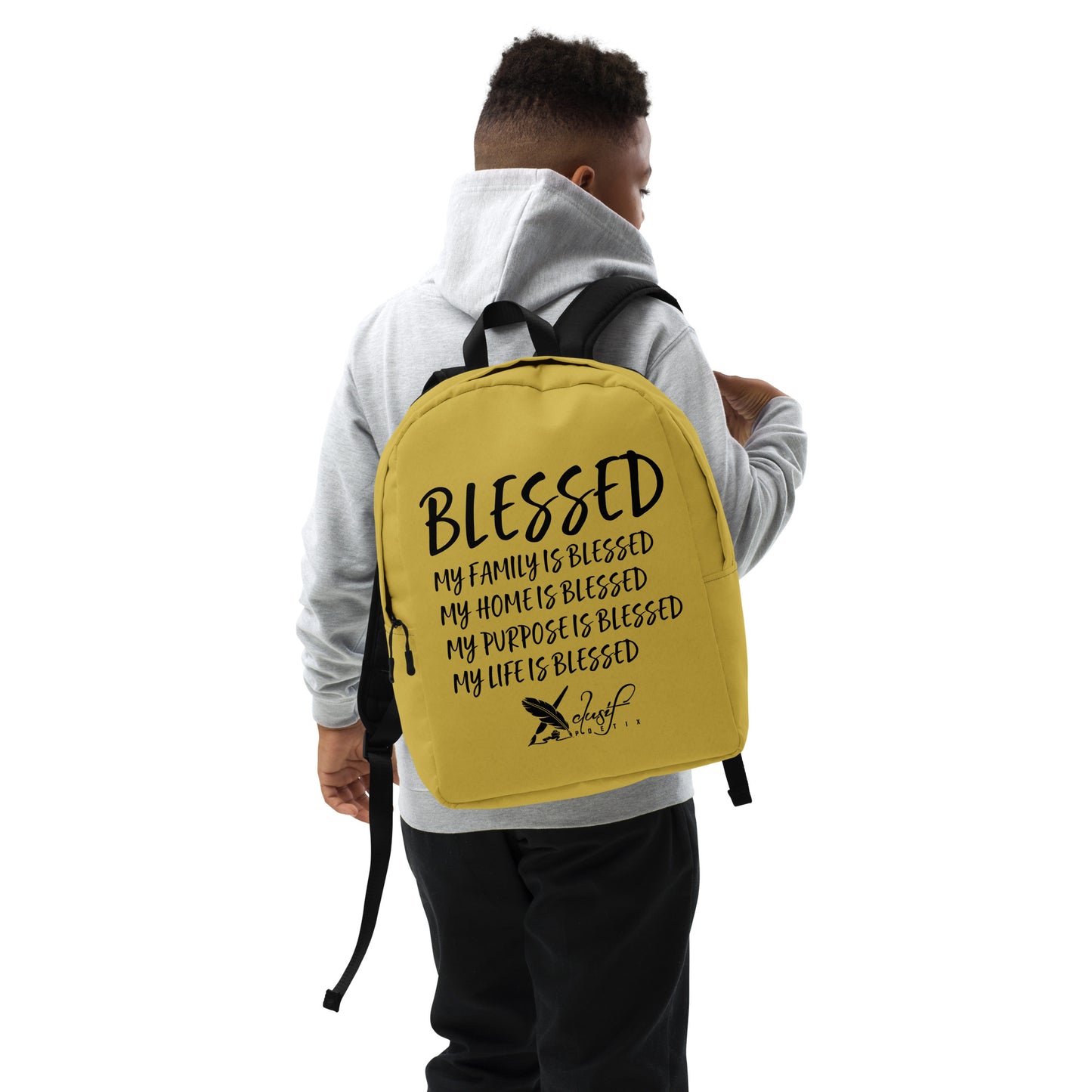 BLESSED BY XCLUSIF POETIX GOLD & BLACK Minimalist Backpack