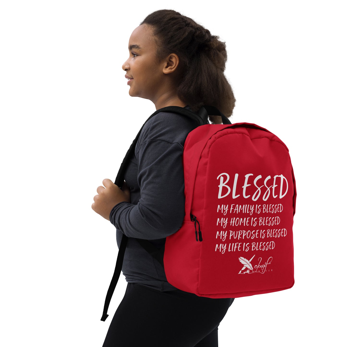 BLESSED BY XCLUSIF POETIX RED & WHITE Minimalist Backpack