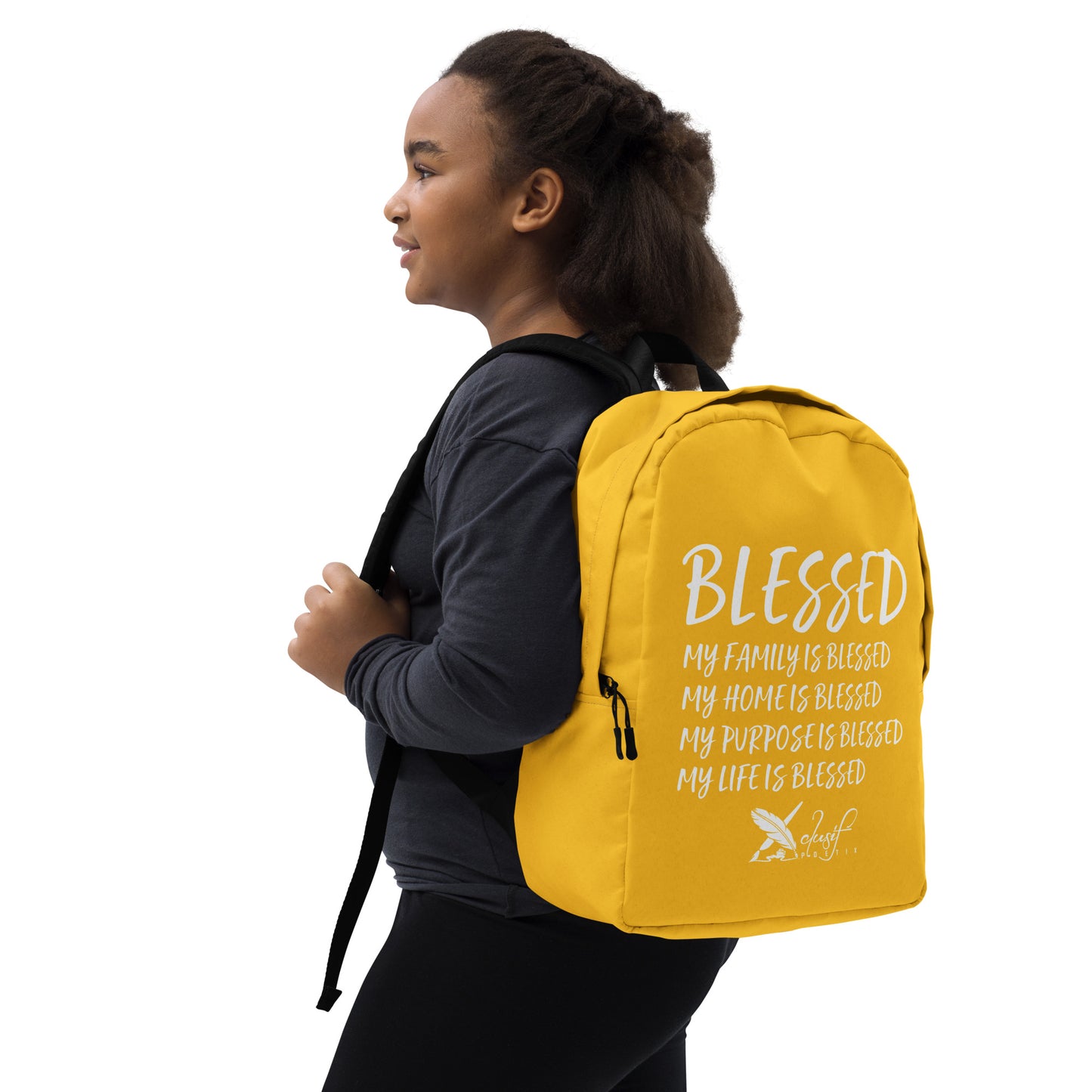 BLESSED BY XCLUSIF POETIX YELLOW & WHITE Minimalist Backpack