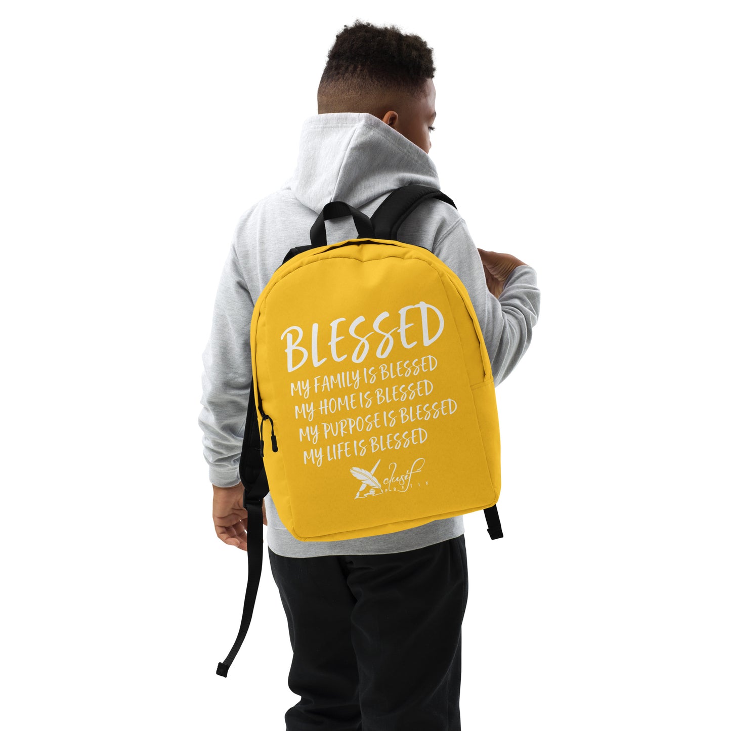 BLESSED BY XCLUSIF POETIX YELLOW & WHITE Minimalist Backpack