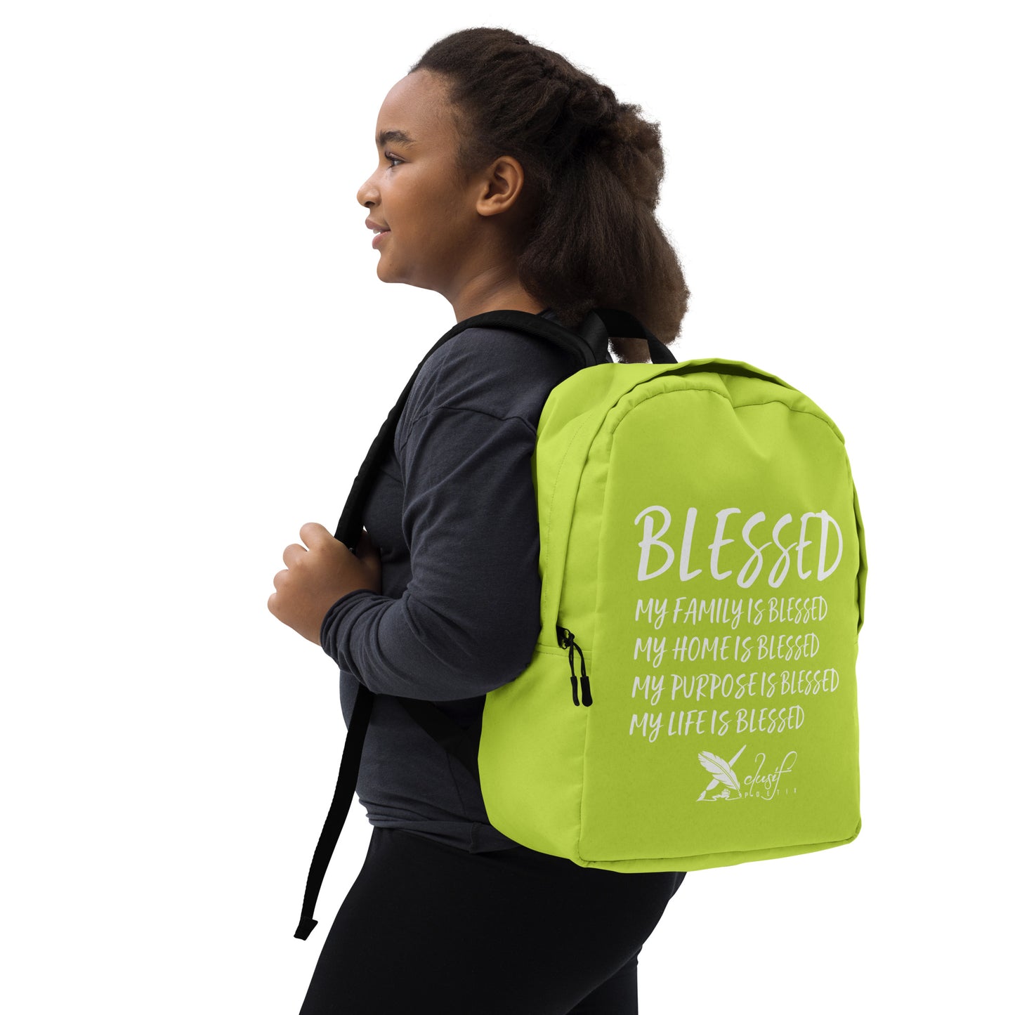 BLESSED BY XCLUSIF POETIX LIGHT GREEN & WHITE Minimalist Backpack