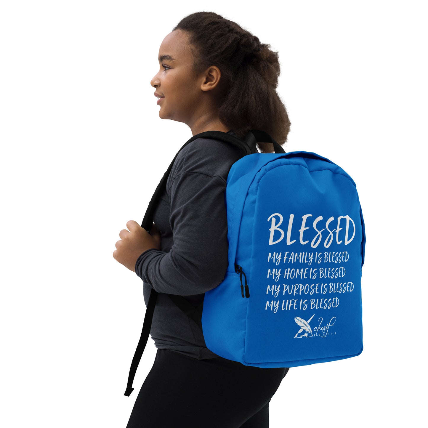 BLESSED BY XCLUSIF POETIX BLUE & WHITE Minimalist Backpack