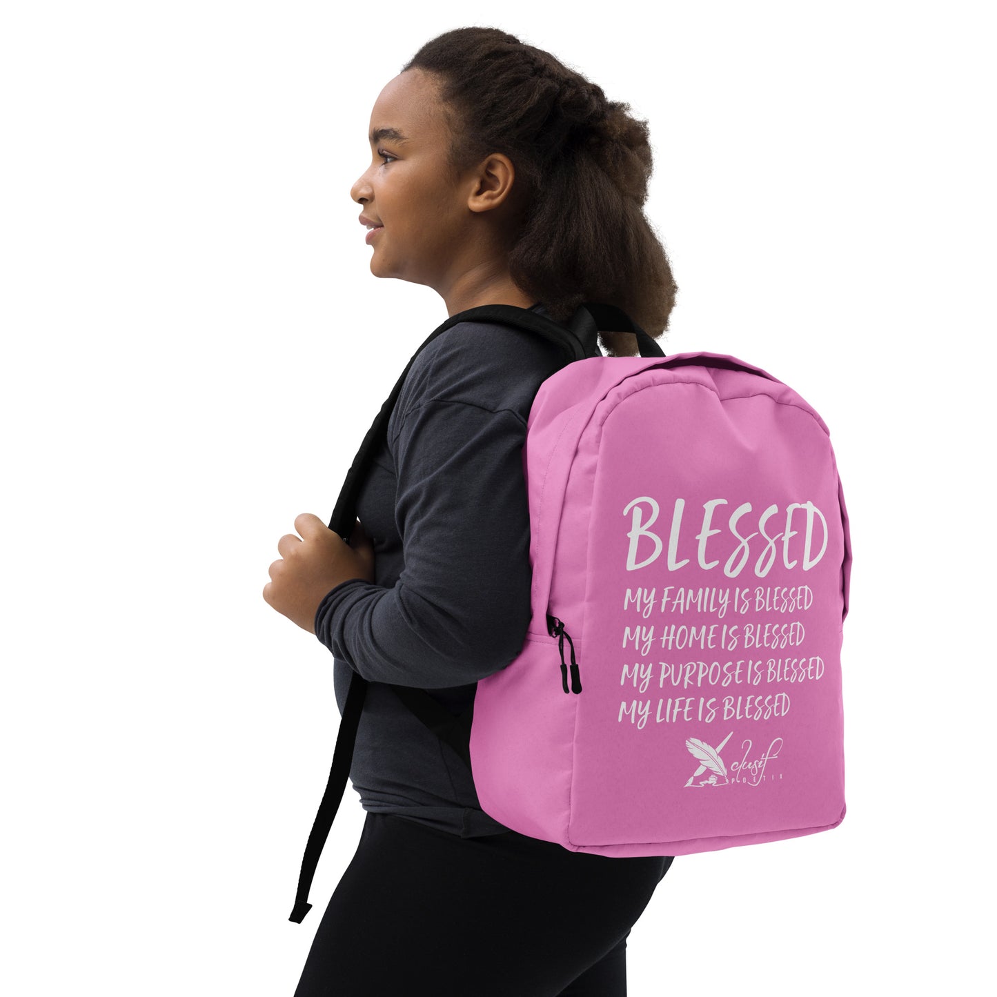 BLESSED BY XCLUSIF POETIX LAVENDER & WHITE Minimalist Backpack