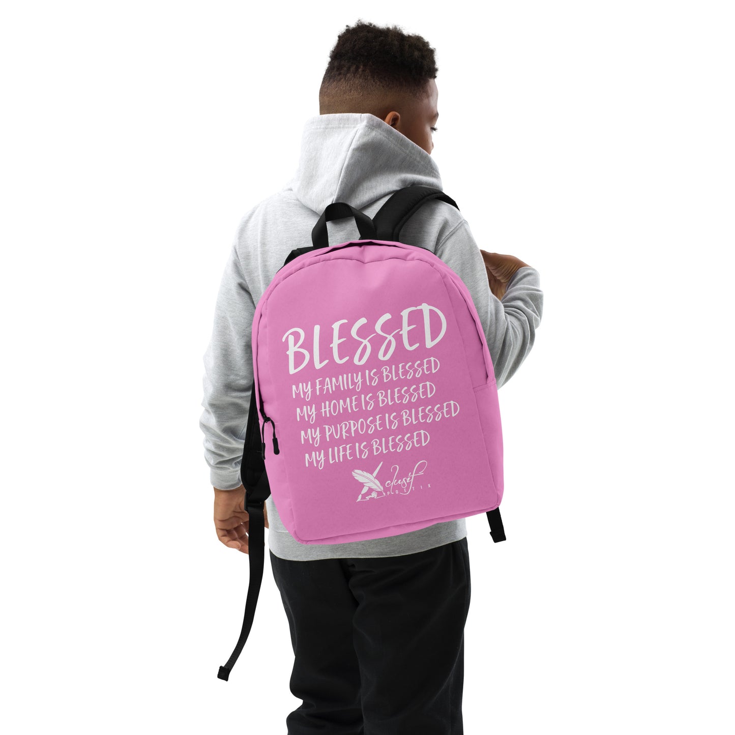 BLESSED BY XCLUSIF POETIX LAVENDER & WHITE Minimalist Backpack