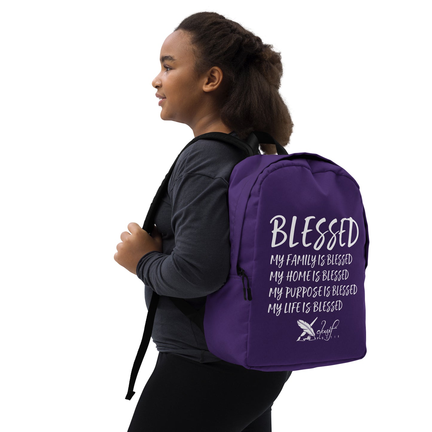 BLESSED BY XCLUSIF POETIX PURPLE & WHITE Minimalist Backpack