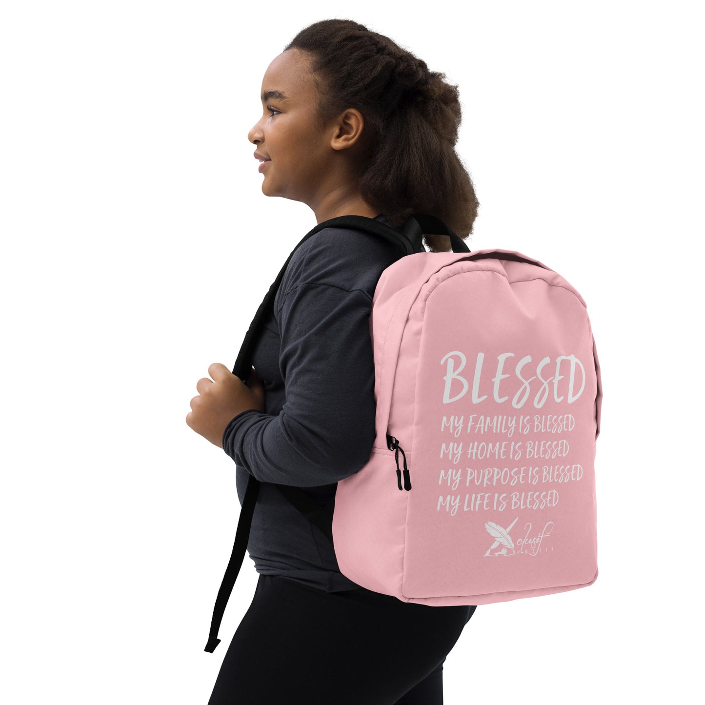 BLESSED BY XCLUSIF POETIX PINK & WHITE Minimalist Backpack