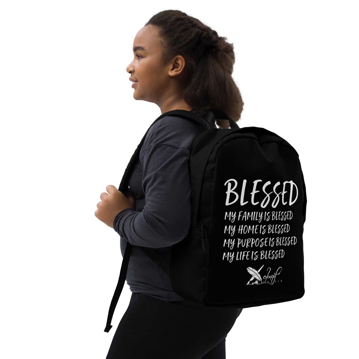 BLESSED BY XCLUSIF POETIX BLACK & WHITE Minimalist Backpack