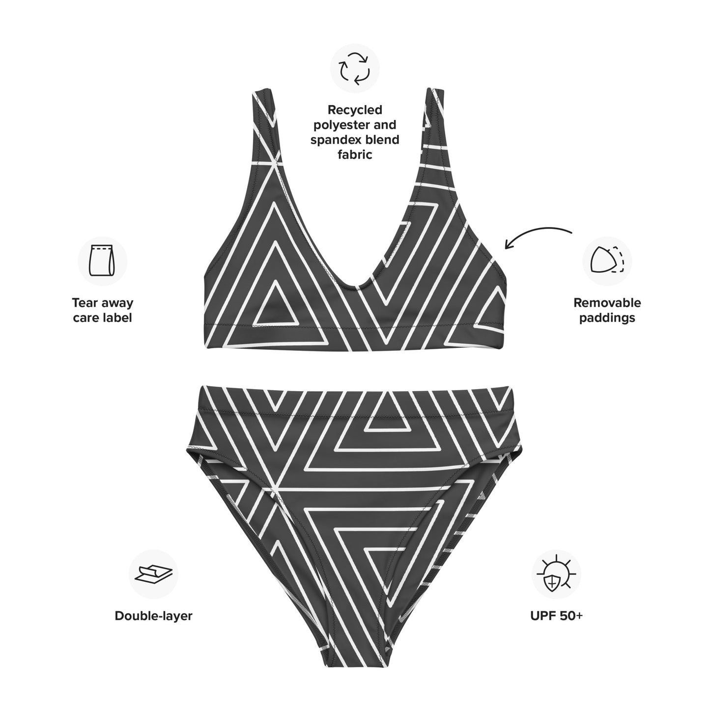 XCLUSIF POETIX BLACK TRIANGLE high-waisted bikini