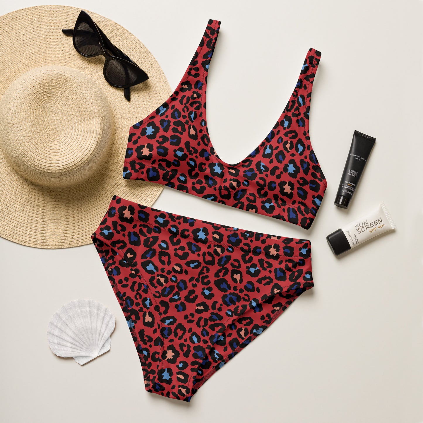 XCLUSIF POETIX RED LEOPARD high-waisted bikini